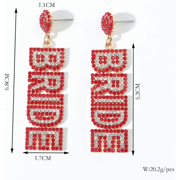 Letter Red Non Piercing Rhinestone Star Clip on Earring Cartilage Jewelry Gift - Picture 6 of 6